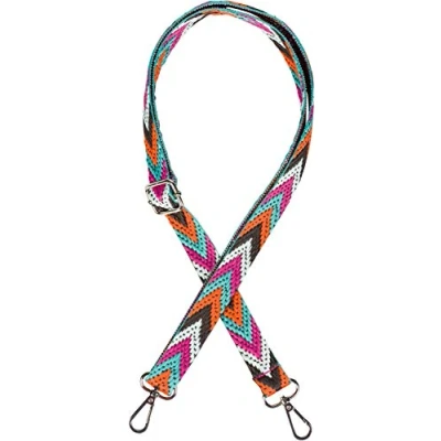 Immagine di styleBREAKER tracolla della borsa stretta regolabile con motivo colorato a zig zag, intercambiabile, unisex 02013023, colore:Arancione Benzina Rosa