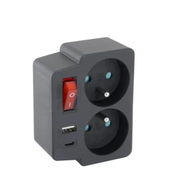 Immagine di Universale Domino 2x16a con usba+usbc e interruttore nero 48151 5411478481515
