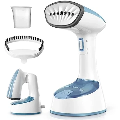 Immagine di Reemix Ferro da Stiro Verticale, Pieghevole e Portatile Stiratrice 20 g/min Vapore Penetrante, Riscaldamento Rapido 25 Secondi, per Casa, Ufficio Viaggi (Grigio)