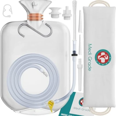 Immagine di Medi Grade Kit per Pulizia Intima Uso Domestico 100% trasparente Include Clistere Riutilizzabile Accessori Istruzioni Custodia e Tanto Altro