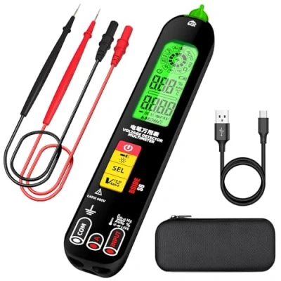 Immagine di BSIDE S6 Tester e Rilevatori di Tensione Multimetro Digitale Intelligente a Penna con Triplo Display VFD Corrente Elettrica Capacimetro Ricaricabile Continuità Ohm Hz Cavi elettrici