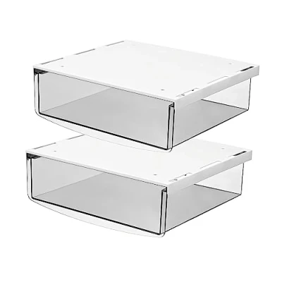 Immagine di TUKA i AKUT 2X 1,7L Cassetti Sotto Scrivania, 21x18x5,4cmcm Autoadesivo Nascosta Cassetto Sottostruttura, Organizzatore per Scrivania/Mobile/Libreria/Mobile da Cucina ecc. 2 Unità Trasparente TKD8607