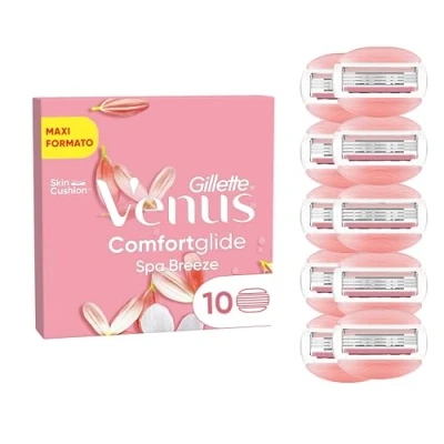 Immagine di Gillette Venus Comfortglide Spa Breeze Ricariche per lamette da donna, confezione 10, 3 lame integrate una rasatura liscia e precisa che dura a lungo
