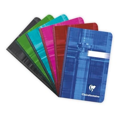 Immagine di Clairefontaine 9592C Un taccuino brossurato con dorso in tela 9x14 cm 192 pagine a quadretti piccoli carta Bianca 90g copertina laminata colore casuale