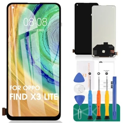 Immagine di Schermo LCD TFT per Oppo Find X3 Lite Reno5 5G, Sostituzione dello CPH2145 PEGM00 Kit digitalizzatore Touch, Senza Cornice (Nero, nessun riconoscimento delle Impronte digitali)