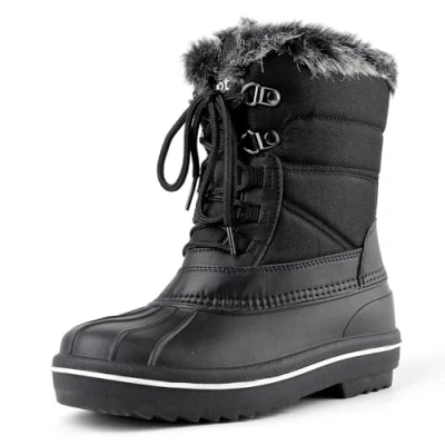 Immagine di riemot Stivali Donna Scarpe Invernali da Neve Caldo Impermeabili Stivaletti Foderato Stringate Snow Boots Scarponcini Metà polpaccio Antiscivolo Trekking,Nero,37 EU