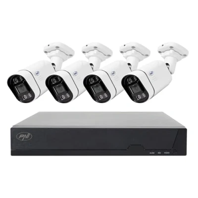 Immagine di POE PNI House Kit di videosorveglianza IPMAX 5, NVR con 4 porte e telecamere IP da 5 MP, 1920p, applicazione XMEye per smartphone CMS Generale Windows, classificazione IP66