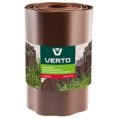 Immagine di VERTO Bordo flessibile per prati e aiuole marrone 9 m di lunghezza 20 cm altezza in plastica resistente agli urti facile da montare Affidabile barriera radicale/bordo/aiuole