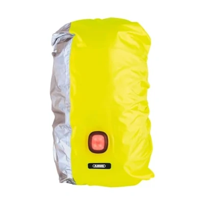 Immagine di ABUS copertura antipioggia per zaini Lumino X Urban Cover con luce posteriore USB integrata impermeabile e visibile giallo/argento