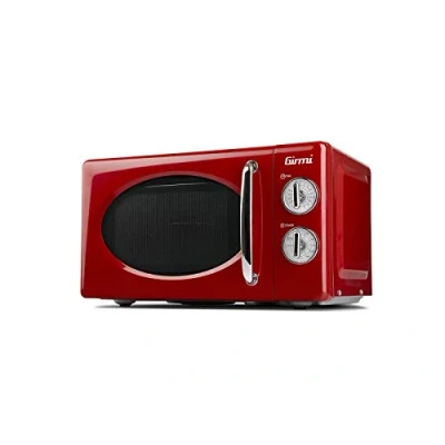 Immagine di Girmi FM21 Forno Microonde Combinato, Vintage Design, 20 Litri, 700+800W, Cottura combinata, Funzione scongelamento, Timer 30 minuti, Rosso