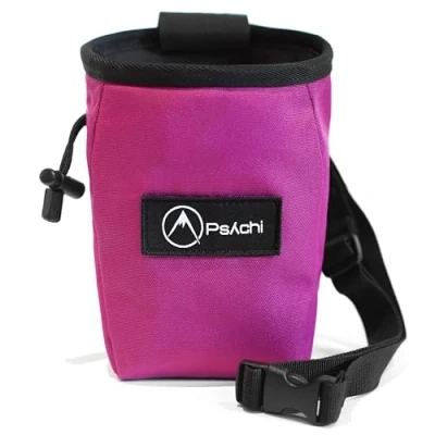 Immagine di Psychi OG Borsa porta gessetti con tasca portaoggetti e fascia in vita per arrampicata su roccia boulder (rosa)