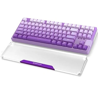 Immagine di MAMBASNAKE Poggiapolsi per TKL 80% Tastiera, Tastiera in Acrylic Premier Acrilico Trasparente Piedi di Gomma Anti slip Keyboard Wrist Rest Office/Gaming/Typing/Laptop Viola