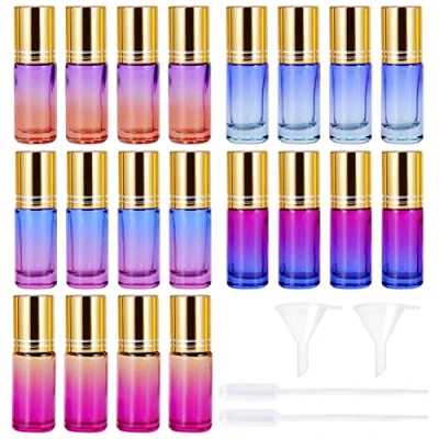 Immagine di 20 bottiglie di olio essenziale, roll on, bottiglia vuota da 5 ml, con sfere in acciaio inox, ricaricabili, per profumo aromaterapia