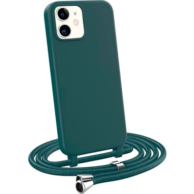 Immagine di MyGadget Cover per iPhone 12 Mini Custodia con Corda Case Cordino Opaca Antiurto Bumper Laccio Tracolla Practical Stylish Verde scuro