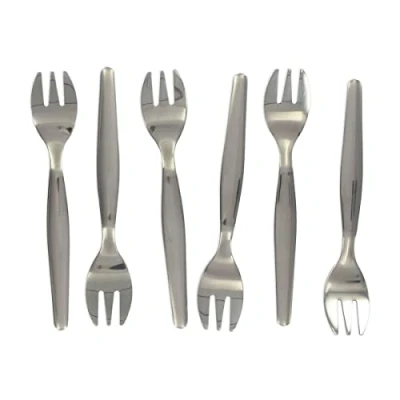 Immagine di Fackelmann Lot de 6 fourchettes à huîtres Set di forchette per ostriche, Acciaio Inossidabile, Inox