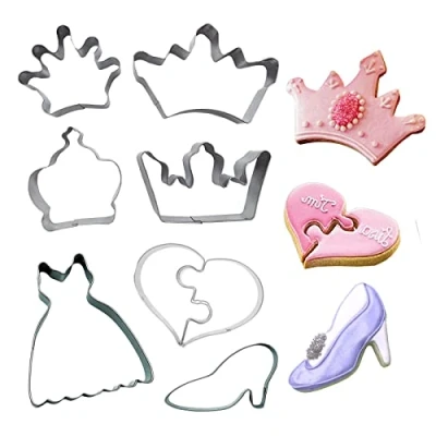 Immagine di LIANCHEN 7 pezzi Formina Biscotti Corona principessa Cookie Cutters a Forma di Set Formine per Stampi Dolci Caramelle Natale