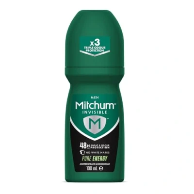 Immagine di Mitchum Invisible Men 7246640000 Deodorante roll on, anti traspirante, senza lasciare tracce bianche, alcool, Pure Energy, 100 ml
