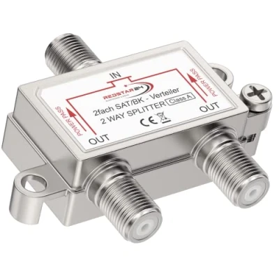 Immagine di Redstar24 Distributore SAT BK a 2 vie Ripartitore di segnale TV satellitare per e radio Splitter, HDTV/UHD 4K, DVB S/S2, T/T2, C/C2, custodia robusta, uscite