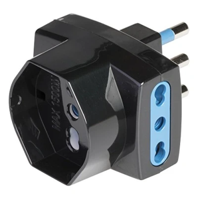 Immagine di Poly Pool PP2364.1 Adattatore Triplo Spina Grande con 2 Prese Bivalenti e 1 P40 Presa Pluristandard Standard Italiano Tedesco, Nero, PEZZO
