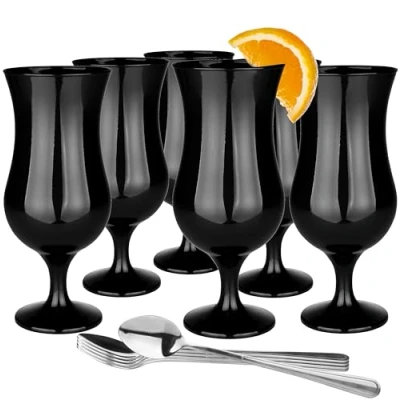 Immagine di Glasmark A570032 0420 5183_22LD 0420518322LD Set di 6 bicchieri da cocktail max 480 ml, colore turchese + cucchiaino lungo, vetro e acciaio inox