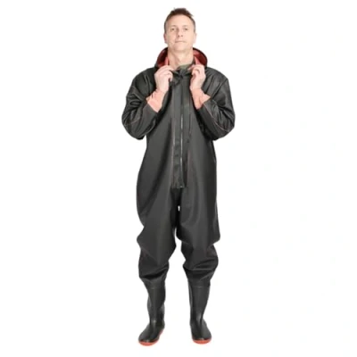 Immagine di Wansiman Waders Pesca,Trampolieri da Pesca,Salopette Pesca,Scafandro Impermeabili PVC,Waders Traspirante Pesca Stivale,Con Stivali,Impermeabile,Per pesca,fattorie,lavori di costruzione