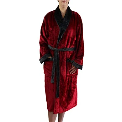 Immagine di Gözze Accappatoio Unisex Con Collo a Scialle, Sensazione di Seta, 100% Microfibra, 330 g/m², Taglia, L Rosso