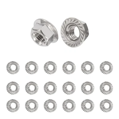 Immagine di QIMEI SHOP Dadi Flangiati M5 Esagonali in Acciaio Inox Autobloccanti con Flangia e Dentatura Conforme allo DIN 6923 20 pezzi