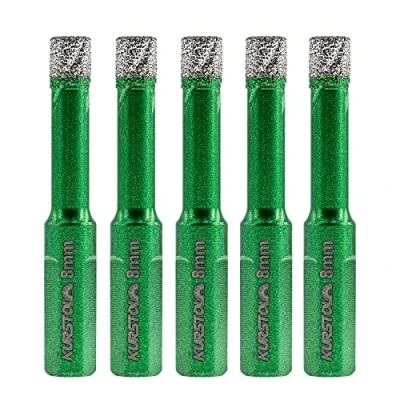 Immagine di Set punte diamantate per gres porcellanato seghe a tazza secco con gambo triangolare fisso su punte, marmo e granito ceramici, Nr.K2 (5 pezzi da 8 mm)