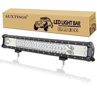 Immagine di AUXTINGS 56,9 cm 324W tripla fila 7D LED luce di lavoro bar spot flood Combo Beam CC 12V 24V 6000K Offroad veicoli 4x4 Atvs Utvs,Impermeabile