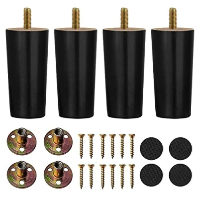 Immagine di XineYuor 4PCS Gambe per Mobili Legno,Nero Piedini e Divani in Legno,Piedi Faggio, Tavolino,Gambe Armadi,Poltrone,Letto,Divani,Comodini (10cm/3.94&#039;&#039;, Black)
