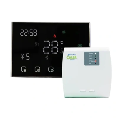 Immagine di Qiumi Smart WiFi Wireless RF Termostato LED Display Regolatore di temperatura per riscaldamento a pavimento Lavoro elettrico con Alexa Google Home, batteria 16A 2AA