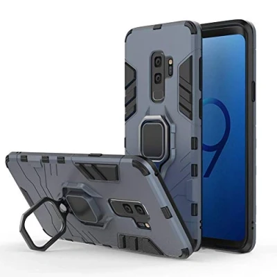 Immagine di Compatibile con Galaxy S9+ Cover, Custodia Armor Anello Cavalletto (Funziona Il Supporto Magnetico per Auto) Case Paraurti Samsung S9 Plus (Blu Navy)