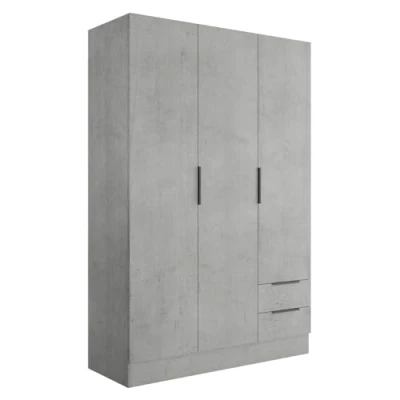 Immagine di Composad Armadio della Linea ESPRESSO con 3 Ante e 2 Cassetti, Contenitore, Salvaspazio, per Camera da letto, Lavanderia, (LxAxP) 119,3x184,4x46,3 cm, Colore Grigio Cemento, Made in Italy