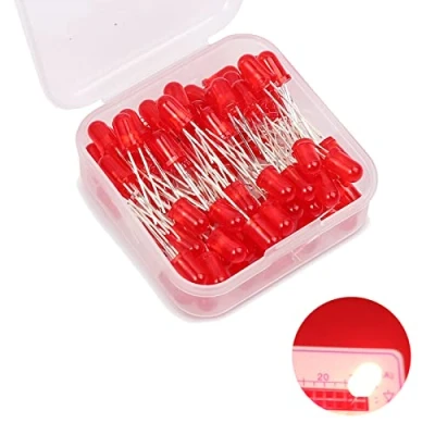 Immagine di 5mm Diodi Led, Emissione Led Alta Luminosità, Diodo Multicolor per Progetto scientifico fai da te Componenti elettronici di illuminazione(Rosso 80Pezzi)