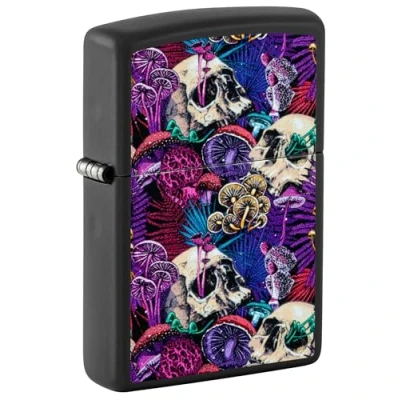 Immagine di Accendino Zippo originale Psychedelic Mushroom/Teschio Fungo Edition, Glow in The Dark su nero opaco