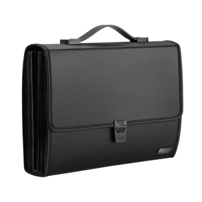 Immagine di Fisarmonica Porta Documenti Espandibile 26 Tasche Cartella Portadocumenti A4 Plastica Grande Capacità dei File con Manico per Casa Scuola Ufficio Viaggio Nero