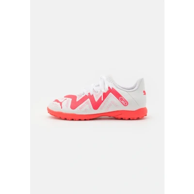 Immagine di Puma Future PLAY TT JR Unisex Scarpe da calcetto con tacchetti per bambini, Taglia: 28, White/fire orchid Sintetico / tessuto