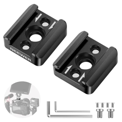 Immagine di NEEWER 4pz Cold Shoe Mount Adapter, Adattatore Staffa a Slitta Fredda con Filettatura da 1/4&quot;, Compatibile SmallRig DSLR Camera Cage Microfono Monitor Luce LED e Altro, ST26