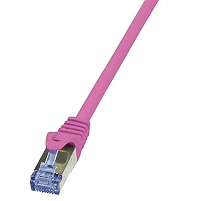 Immagine di LogiLink CQ3099S RJ45 cavo di rete, patch CAT 6A S/FTP 10.00 m Rosa Ritardante fiamma, con protezione 1 pz.