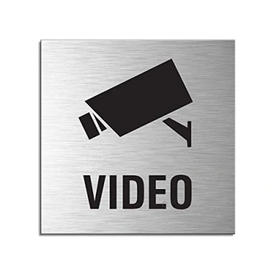 Immagine di Targa autoadesivo in alluminio I Videosorveglianza 120x120 mm no.17152 S