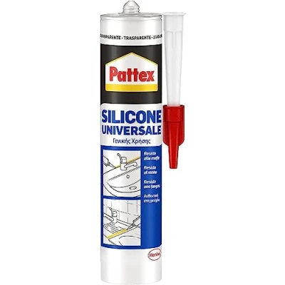 Immagine di PATTEX Silicone Universale Trasparente, Bagno e Infissi, Sigillante resistente alla Muffa, Trasparente 1 Cartuccia da 280 ml