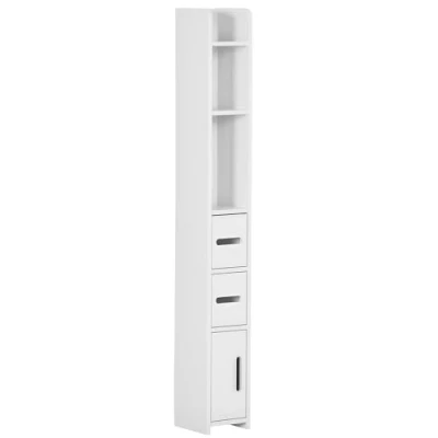 Immagine di kleankin Colonna Bagno con Mensole e Armadietti, Mobile Alto Salvaspazio in Legno, 15x17x120cm, Bianco