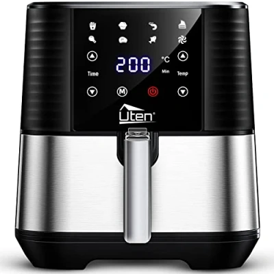 Immagine di Uten Friggitrice ad Aria 5,5 Litri, 1700W Senza Olio, Aspetto Squisito, Touch Screen Alta Definizione, Air Fryer con 7 Programmi, PFOA&amp;BPA, Ricette PDF