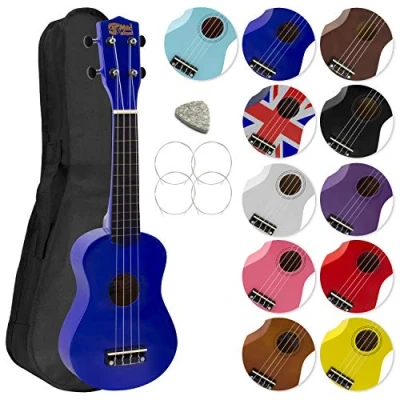 Immagine di Mad About SU8 BL Ukulele soprano in blu con custodia morbida, plettro e corde di ricambio, Ora dotato carbonio nere che offrono un suono più brillante