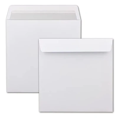 Immagine di GUSTAV NEUSER Buste da lettera quadrate, 220 x mm, colore bianco con stampa interna grigia, 200 pezzi, qualità extra, 100 g/m², 22 cm, per occasioni speciali