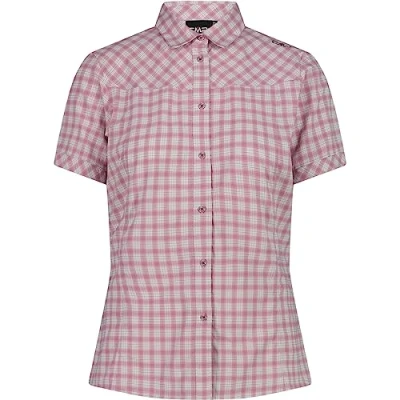 Immagine di CMP Camicia a Maniche Corte Elasticizzata da Donna, Bianco Fard Antracite, 42