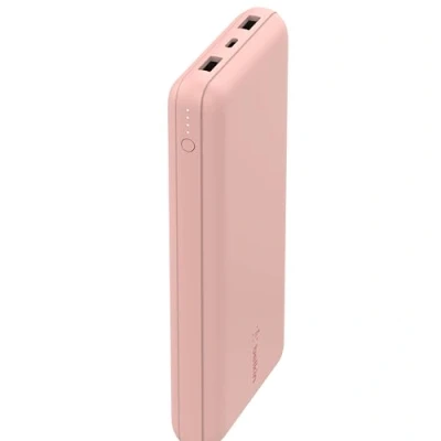 Immagine di Belkin Caricabatterie portatile USB C 20K, power bank 20000mAh con ingresso/uscita Type C, 2 porte A e cavo da incluso per iPhone, Galaxy, iPad, Pixel, AirPods Oro rosa