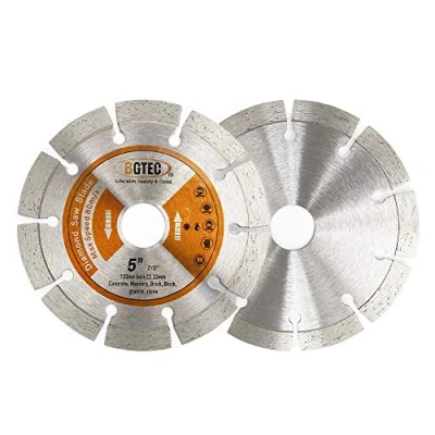 Immagine di Lame Diamantate Segmentate per Sega Elettrica, BGTEC 2 Pezzi 125 mm Disco da Taglio uso Generico a Secco o Umido Muratura di Mattoni Pietra e Cemento