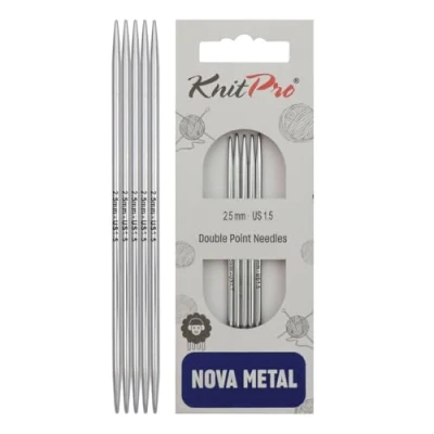 Immagine di KnitPro Aghi Nova a doppia punta Ferri da maglia estremità 12,5 cm x 2,5 mm, confezione 5