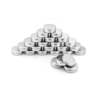 Immagine di QWORK® 24 pezzi Vasetti Alluminio con coperchi, Barattoli vuoti rotondi per assortimento di gioielli lozione crema (60 ml)